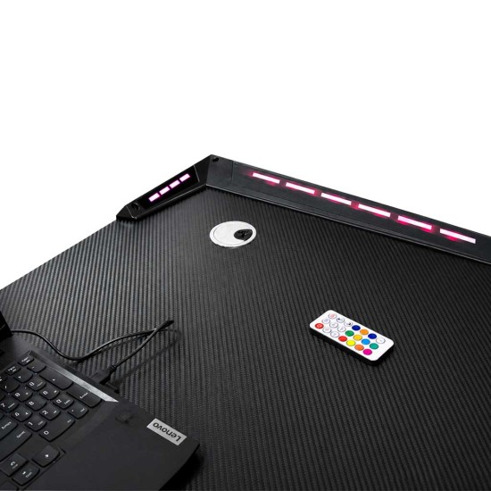 Kompiuterio stalas Gaming RGB KX2639 (120x60 cm, Juodas)
