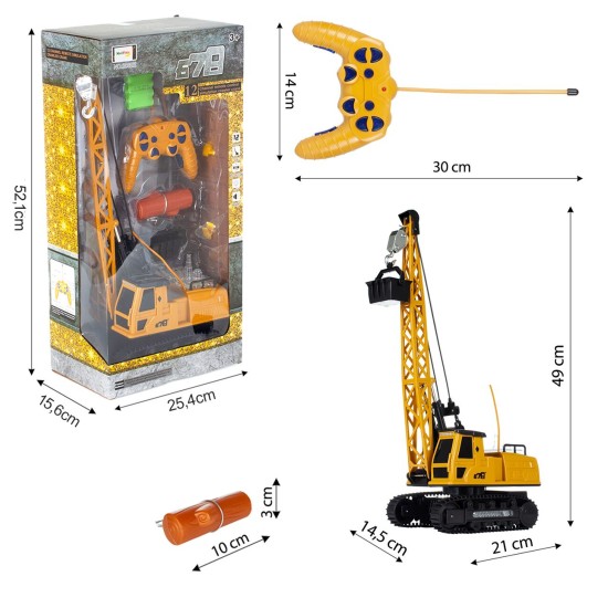 Nuotoliniu būdu valdomas statybinis kranas RC, 50 cm
