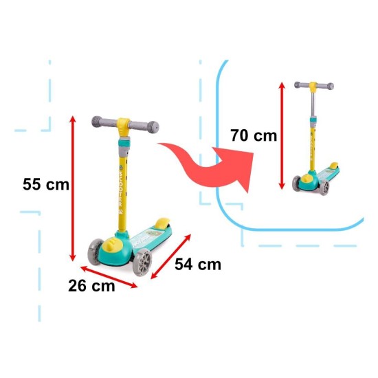 Triratis paspirtukas scooter LED DINOSAUR