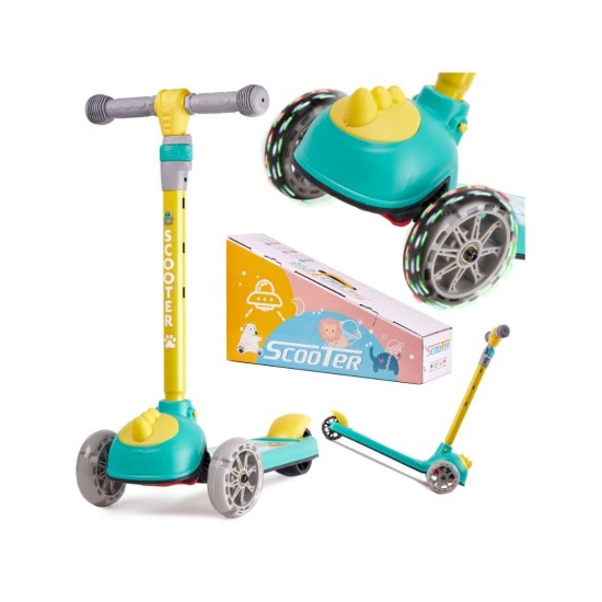 Triratis paspirtukas scooter LED DINOSAUR