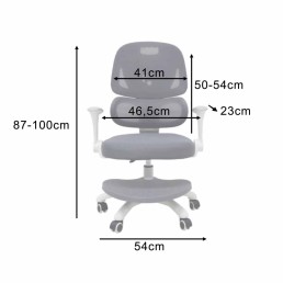 Vaikiška stalo kėdė, ergonomiška, pasukama, reguliuojamo aukščio, pilkos spalvos
