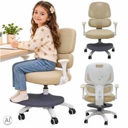 Vaikiška stalo kėdė, ergonomiška, pasukama, reguliuojamo aukščio, smėlio spalvos