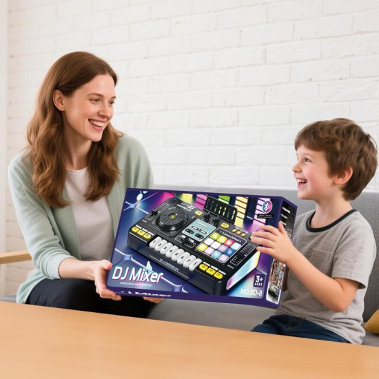 Vaikiškas DJ pultas su mikrofonu, pianino klaviatūra, Bluetooth ir DJ patefonu