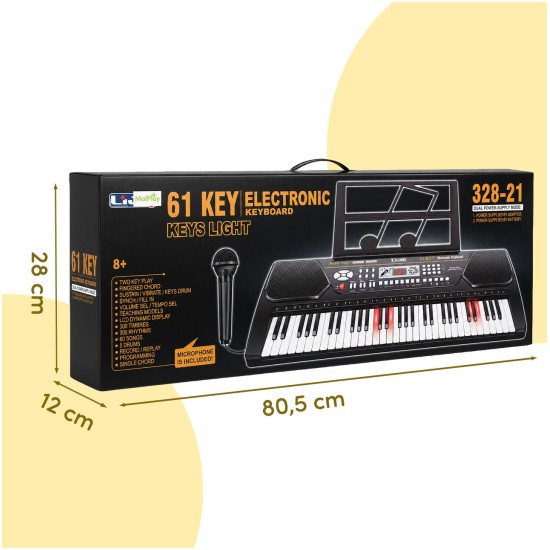 Vaikiškas pianinas  - sintezatorius su mikrofonu ir kėdute - mėlynas Music