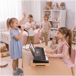 Vaikiškas pianinas  - sintezatorius su mikrofonu ir kėdute - mėlynas Music
