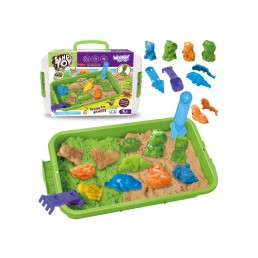 WOOPIE kinetinis smėlis 1,5 kg XXL ZOO Safari rinkinys su formelėmis