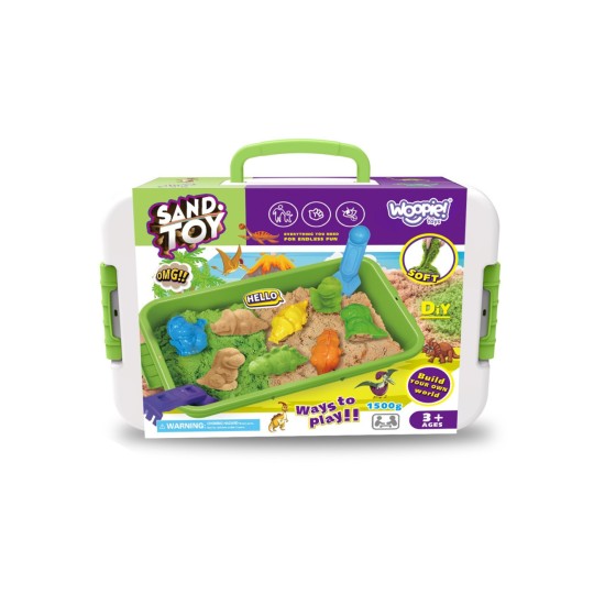 WOOPIE kinetinis smėlis 1,5 kg XXL ZOO Safari rinkinys su formelėmis