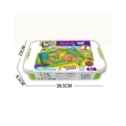 WOOPIE kinetinis smėlis 1,5 kg XXL ZOO Safari rinkinys su formelėmis