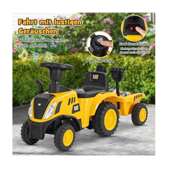 Vaikiškas traktorius su priekaba "CAT" caterpillar 