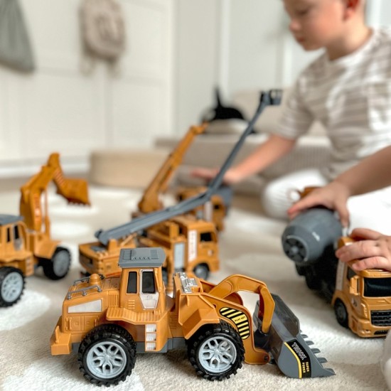 Statybinių sunkvežimių rinkinys XXL su judančiomis dalimis, 6 dalys
