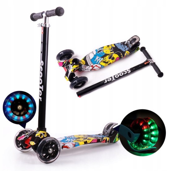 Triratis paspirtukas scooter su Led ratais Graffiti Mix