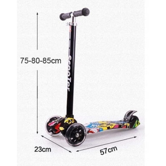 Triratis paspirtukas scooter su Led ratais Graffiti White