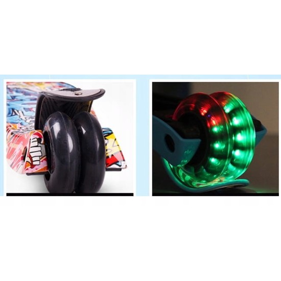 Triratis paspirtukas scooter su Led ratais Graffiti White