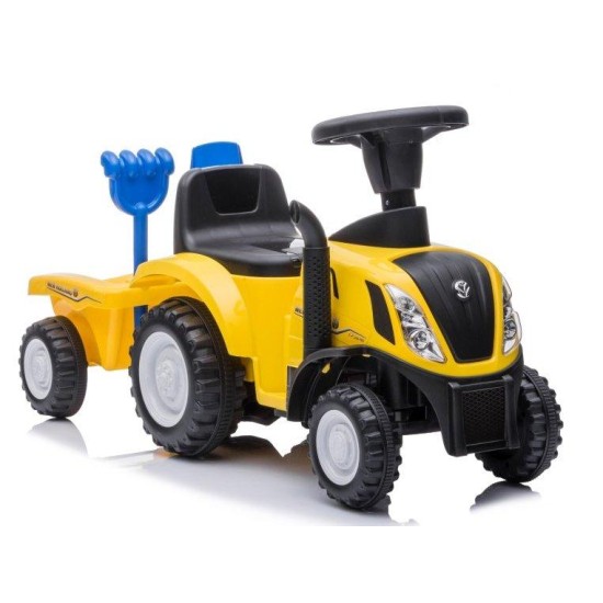 Vaikiškas traktorius su priekaba ir priedais New Holland , geltonas