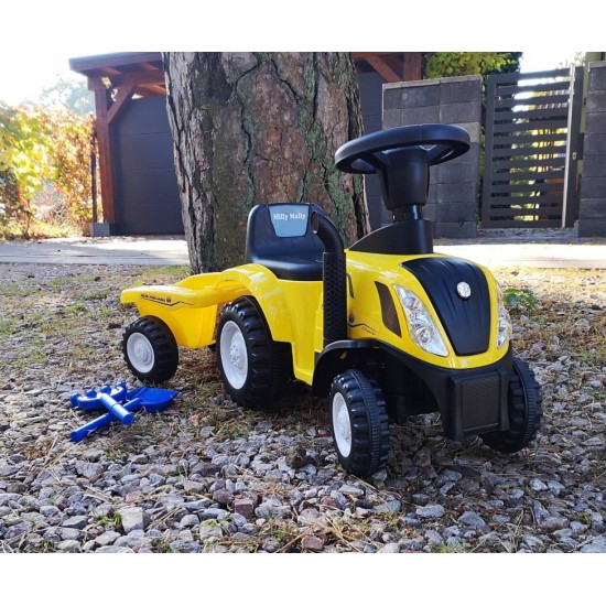 Vaikiškas traktorius su priekaba ir priedais New Holland , geltonas
