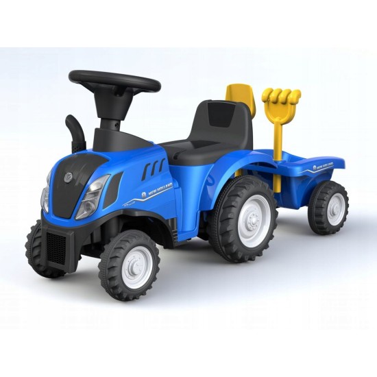 Vaikiškas traktorius su priekaba ir priedais New Holland , mėlynas