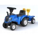 Vaikiškas traktorius su priekaba ir priedais New Holland , mėlynas