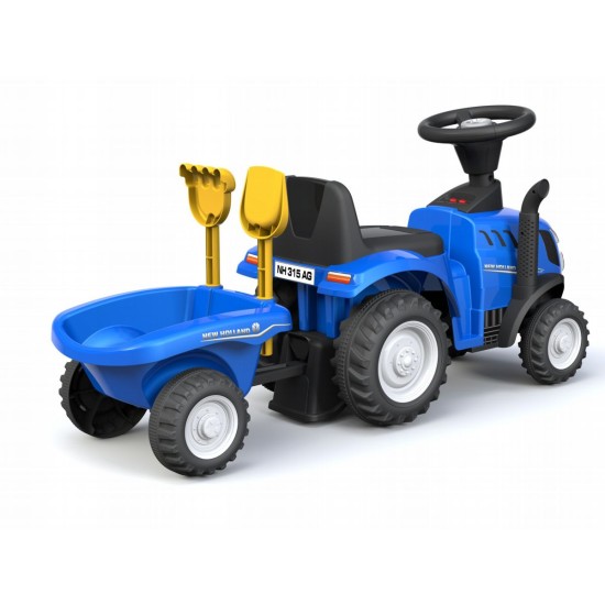 Vaikiškas traktorius su priekaba ir priedais New Holland , mėlynas