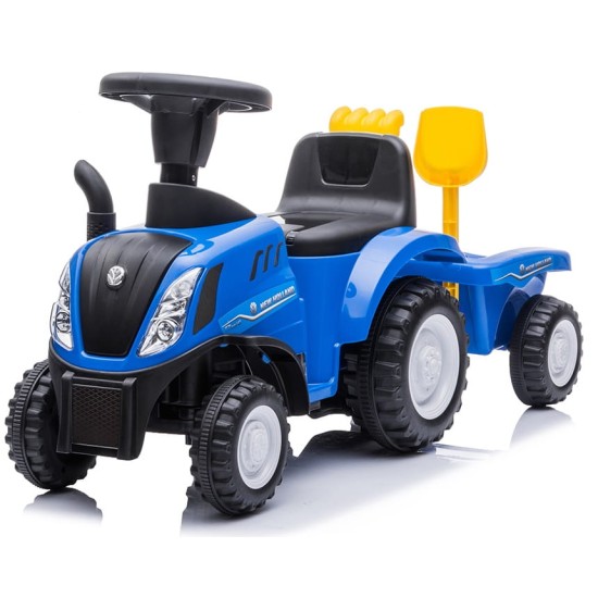 Vaikiškas traktorius su priekaba ir priedais New Holland , mėlynas