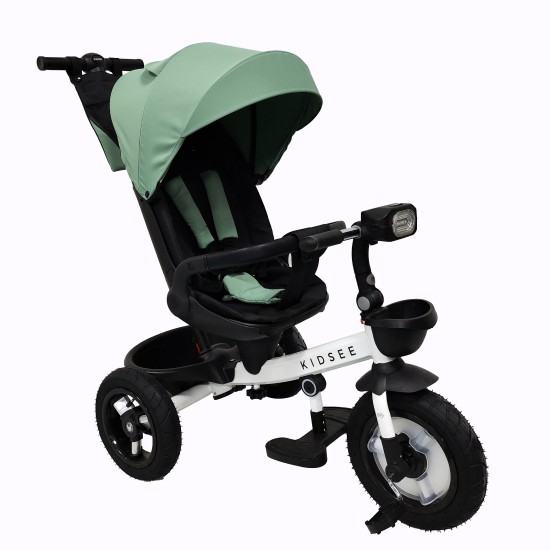 Vaikiškas triratukas su miego funkcija RAPTOR AIR, Mint 7in1