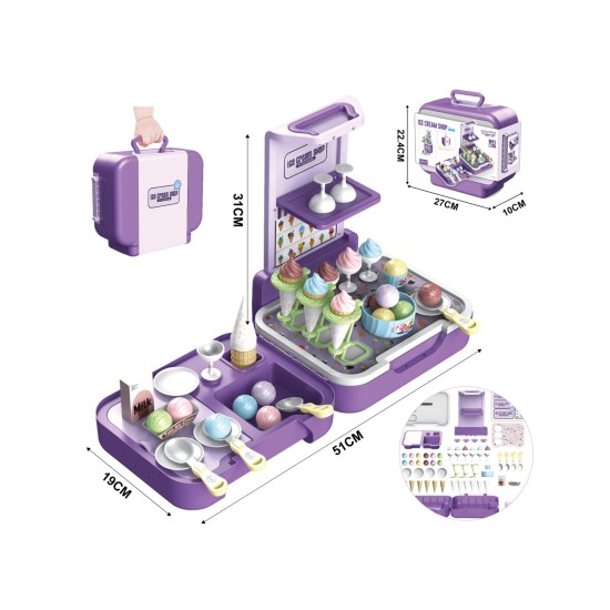 WOOPIE 3 in 1 ledainė, parduotuvėlė ir virtuvėlė lagamine – 62 el.