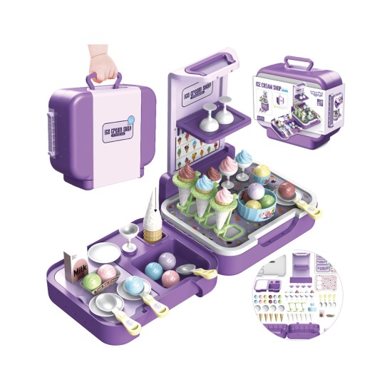 WOOPIE 3 in 1 ledainė, parduotuvėlė ir virtuvėlė lagamine – 62 el.