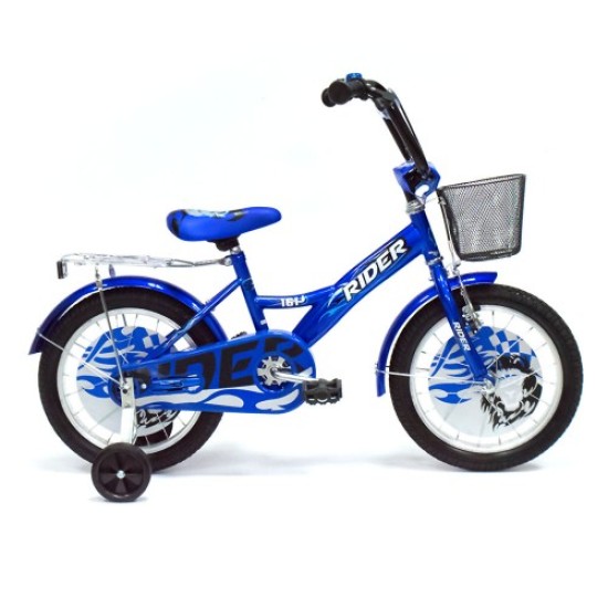 Dviratis RIDER 2016 16" (MĖLYNAS) SU LENKTU VAIRU