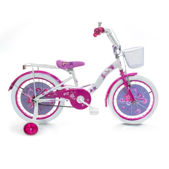 Dviratis VICKY 20" (BALTA / ROŽINĖ / VIOLETINĖ) SU BALTOM PADANGOM