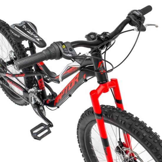 Dviratis 4KIDS Raptor 24" dydis 13,5" (34cm) (aliuminis, juoda/raudona)