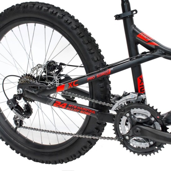 Dviratis 4KIDS Raptor 24" dydis 13,5" (34cm) (aliuminis, juoda/raudona)