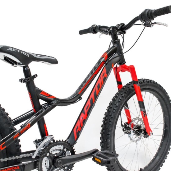 Dviratis 4KIDS Raptor 24" dydis 13,5" (34cm) (aliuminis, juoda/raudona)
