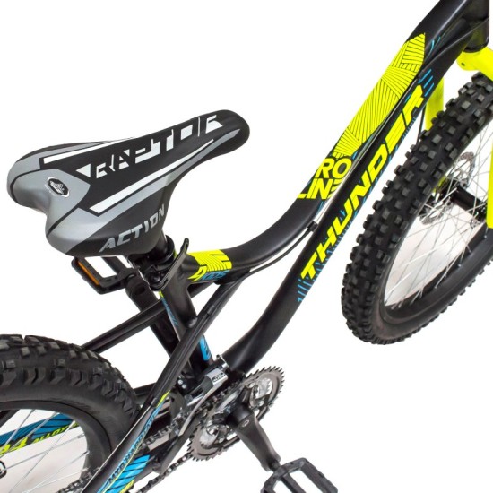 Dviratis 4KIDS Thunder 24" dydis 13,5" (34cm) (aliuminis, juoda / mėlyna / neoninė geltona)