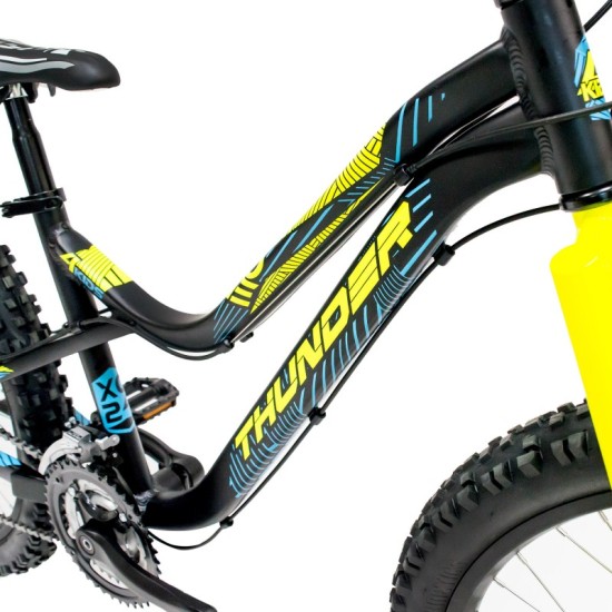 Dviratis 4KIDS Thunder 24" dydis 13,5" (34cm) (aliuminis, juoda / mėlyna / neoninė geltona)