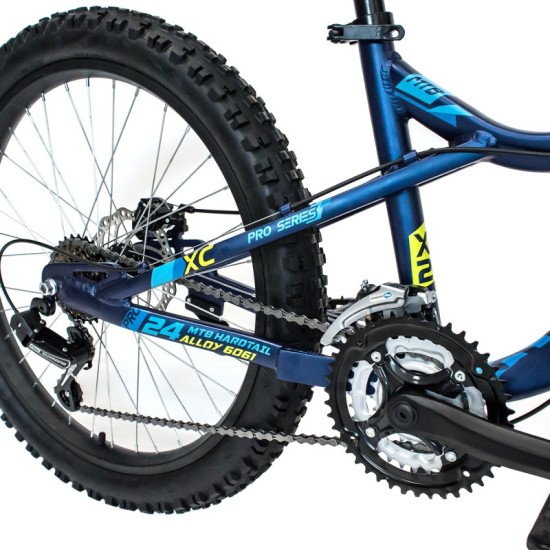 Dviratis 4KIDS Raptor 24" dydis 13,5" (34cm) (aliuminis, mėlyna/žalia)