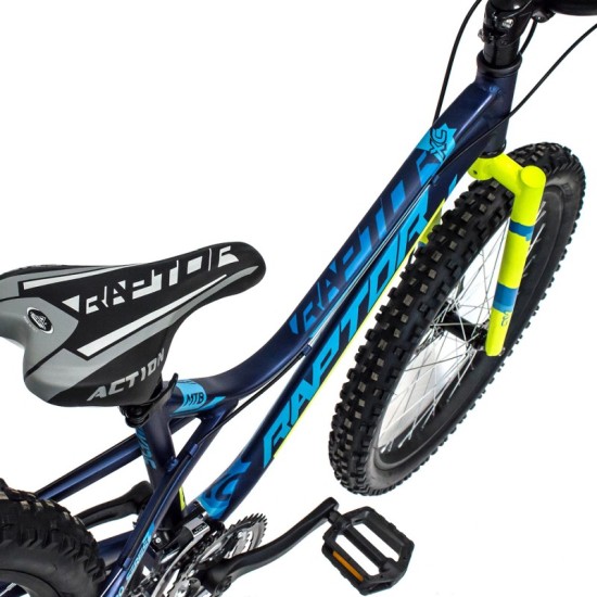 Dviratis 4KIDS Raptor 24" dydis 13,5" (34cm) (aliuminis, mėlyna/žalia)