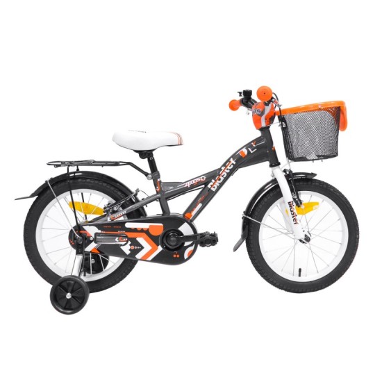 Dviratis 4KIDS Blaster 16" (plieninis, pilka/balta/oranžinė)