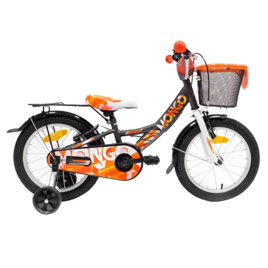 Dviratis 4KIDS Mongo 16" (plieninis, pilka/oranžinė)