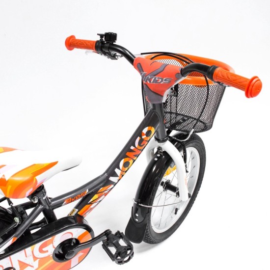 Dviratis 4KIDS Mongo 16" (plieninis, pilka/oranžinė)