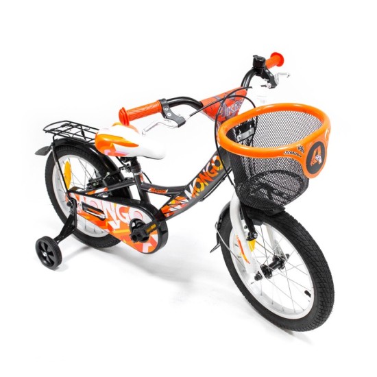 Dviratis 4KIDS Mongo 16" (plieninis, pilka/oranžinė)