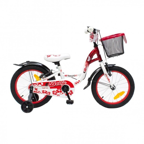 Dviratis 4KIDS Betty 16" (plieninis, balta/raudona)
