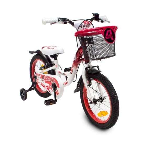 Dviratis 4KIDS Betty 16" (plieninis, balta/raudona)