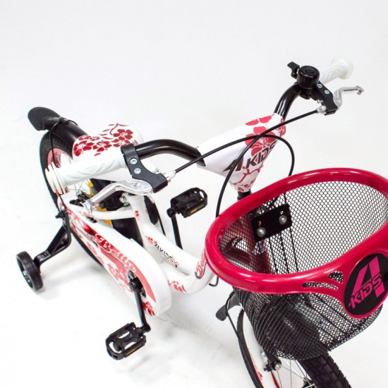 Dviratis 4KIDS Betty 16" (plieninis, balta/raudona)