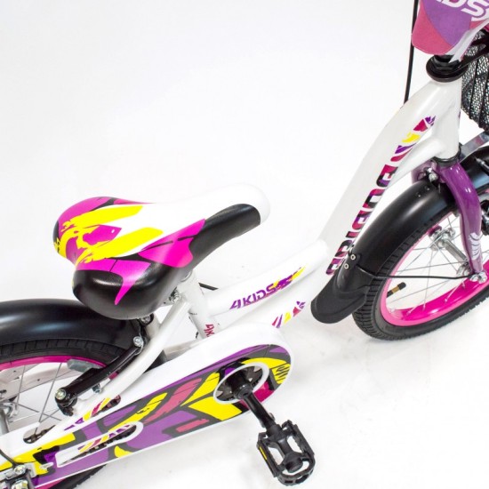 Dviratis 4KIDS Ariana 16" (plieninis, balta/rožinė)