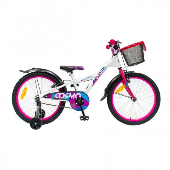 Dviratis 4KIDS Cosmo 20" (plieninis, balta/rožinė)