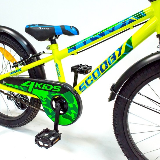 Dviratis 4KIDS Scooby 20" (plieninis, geltona/mėlyna)