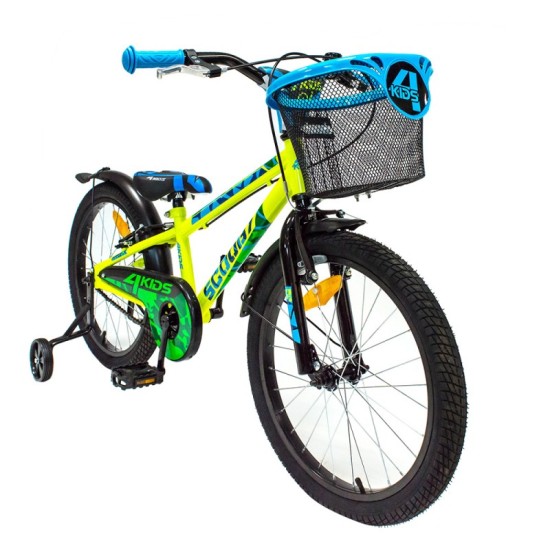 Dviratis 4KIDS Scooby 20" (plieninis, geltona/mėlyna)