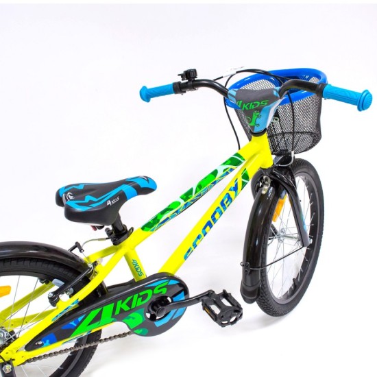 Dviratis 4KIDS Scooby 20" (aliuminis, neoninė geltona/žalia)