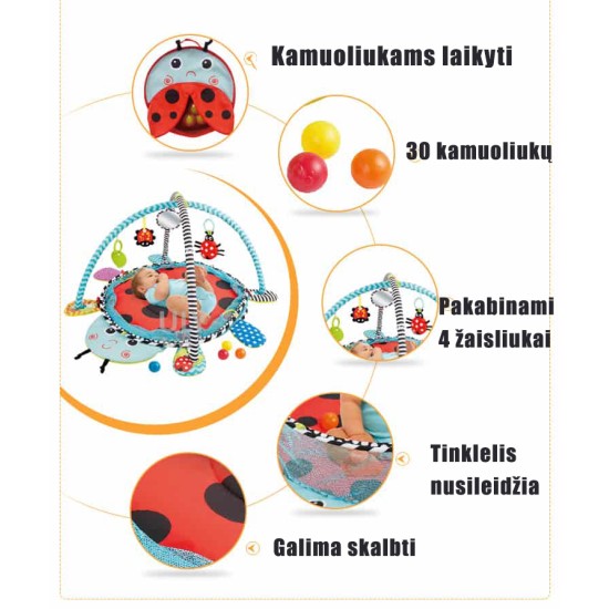 Lavinamasis Kilimėlis Žaidimams Boružėlė Su Kamuoliukais