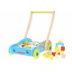 Ekologiškas medinis mėlynas ECO TOYS stumdukas su 40 kaladėlių