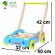 Ekologiškas medinis mėlynas ECO TOYS stumdukas su 40 kaladėlių